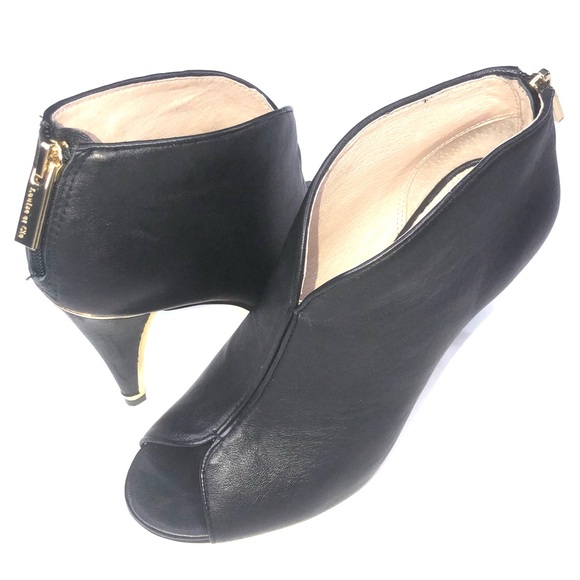 LOUISE ET CIE BLACK GOLD LEATHER BOOTIES - Picture 10 of 10